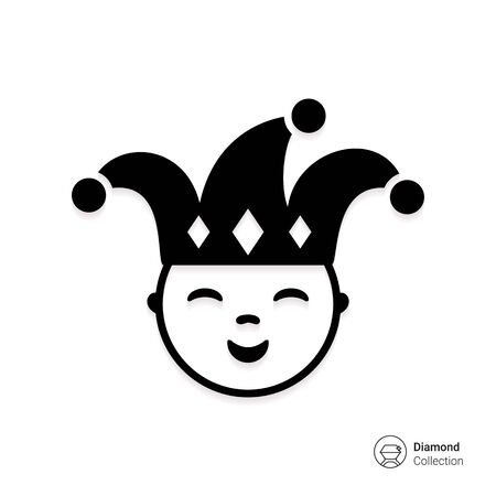 Vector icon of smiling jester wearing hat with bellsのイラスト素材