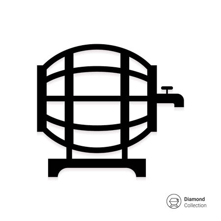 Vector icon of wine barrel with tapのイラスト素材