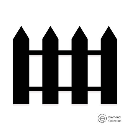 Vector icon of fence made of wooden boardsのイラスト素材