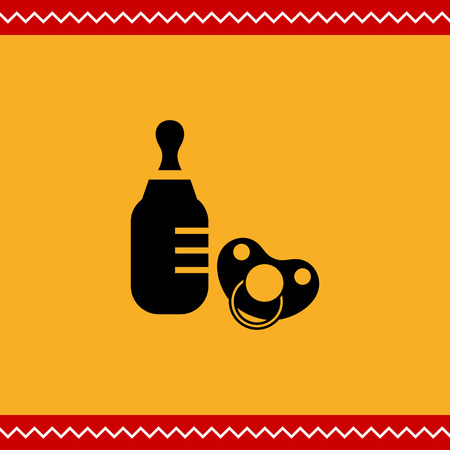 Vector icon of baby bottle and pacifierのイラスト素材