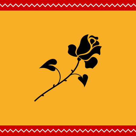 Vector icon of rose with stem, thorns and leavesのイラスト素材