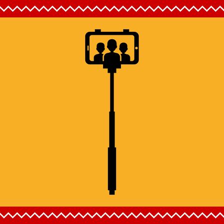 Vector icon of selfie stick with smartphoneのイラスト素材