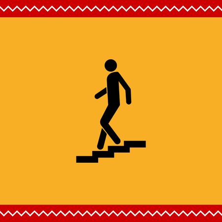 Vector icon of man silhouette walking down staircaseのイラスト素材