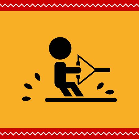Vector icon of water skiing man silhouetteのイラスト素材