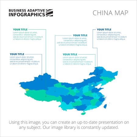 Editable template of detailed map of China, isolated on whiteのイラスト素材