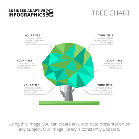 Editable infographic template of tree chart template, blue and green versionのイラスト素材
