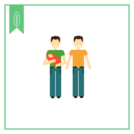 Icon of gay family consisting of two men and one babyのイラスト素材