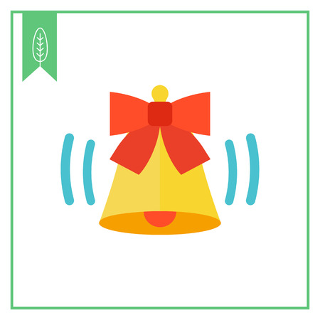 Icon of ringing bell with red bowのイラスト素材
