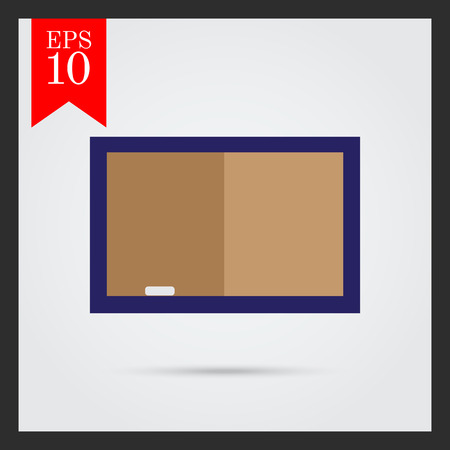 Icon of brown chalkboard with blue frame and piece of chalkのイラスト素材