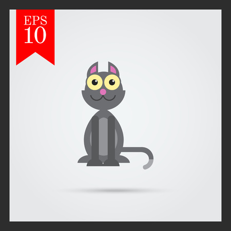 Vector icon of cute grey cartoon catのイラスト素材