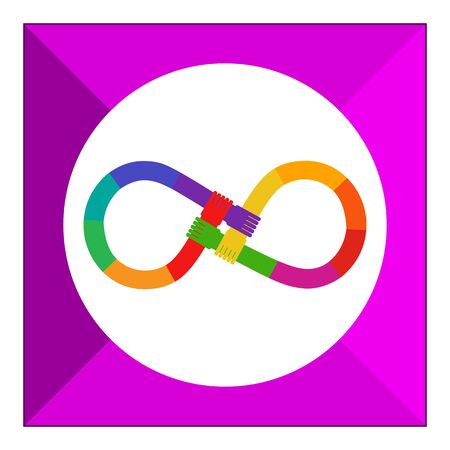Vector icon of rainbow-colored hands crossed in form of infinity signのイラスト素材