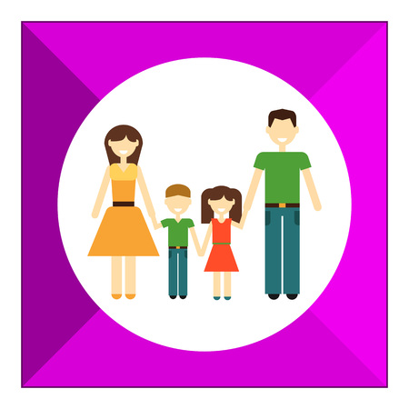 Icon of traditional family consisting of man, woman and two childrenのイラスト素材