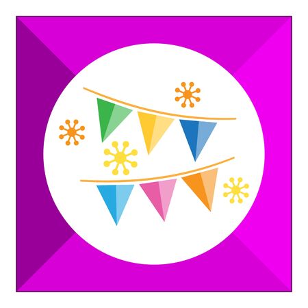 Icon of festive garland made of multicolored flagsのイラスト素材