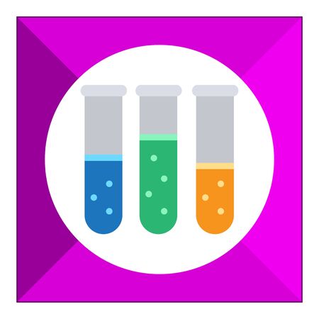 Icon of test tubes with multicolored bubbling liquidのイラスト素材