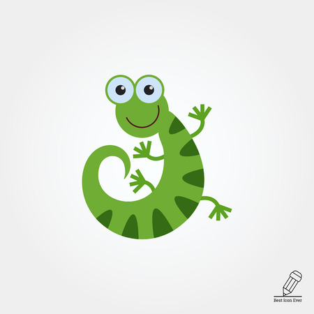 Vector icon of cute smiling cartoon lizardのイラスト素材