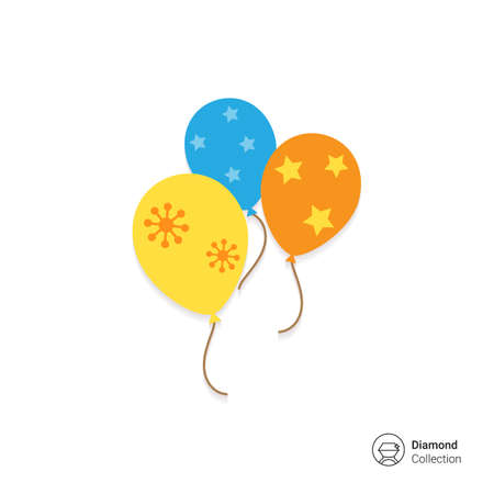 Icon of tree multicolored balloons with various printsのイラスト素材