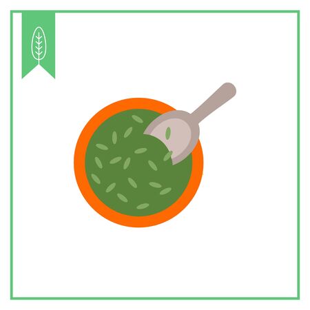 Vector icon of bowl with seeds and scoopのイラスト素材