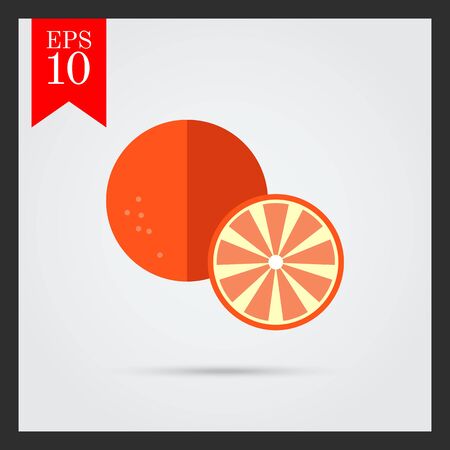 Vector icon of orange and cut orange halfのイラスト素材