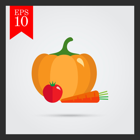 Vector icon of pumpkin, tomato and carrotのイラスト素材