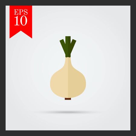 Vector icon of whole white onion bulb with green sproutsのイラスト素材