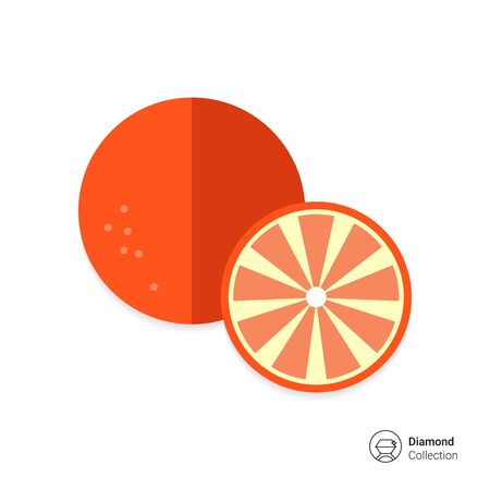 Vector icon of orange and cut orange halfのイラスト素材