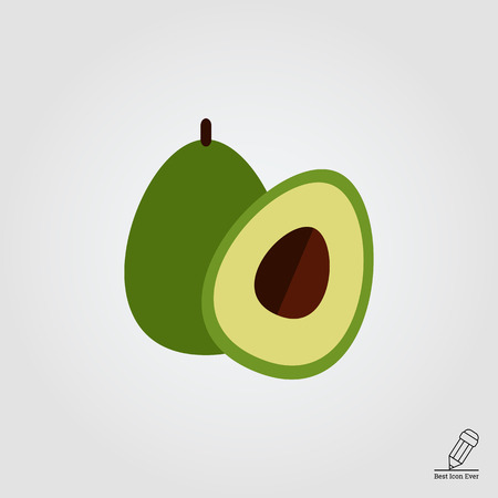 Vector icon of avocado and cut avocado halfのイラスト素材
