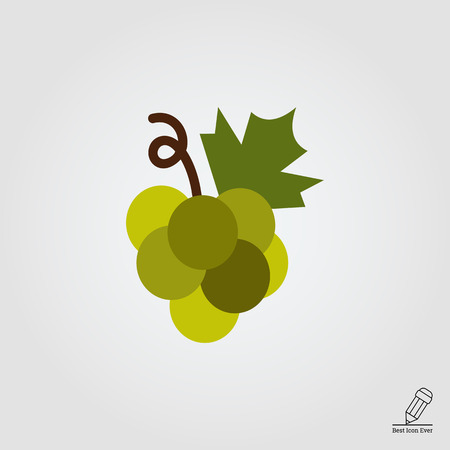 Vector icon of grape bunch on stem with leafのイラスト素材