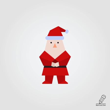 Vector icon of Santa Claus with grey beard wearing traditional costumeのイラスト素材