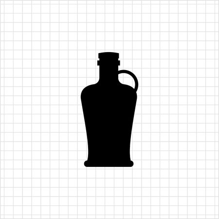 Vector icon of closed antique jug with handle and coverのイラスト素材