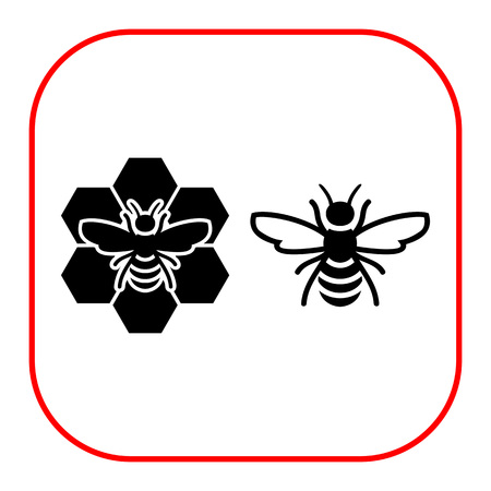 Vector icon of bee and bee sitting on combのイラスト素材