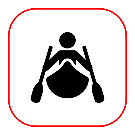 Icon of rowing man silhouette in boatのイラスト素材
