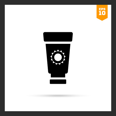 Icon of suntan cream tube with sun silhouetteのイラスト素材