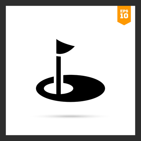 Icon of hole marked with pennant on golf courseのイラスト素材