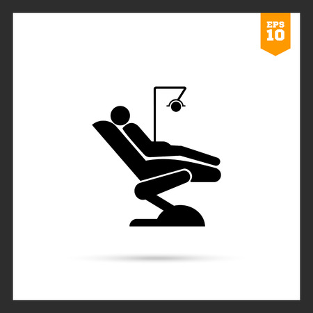 Vector icon of man silhouette sitting in dentist chairのイラスト素材