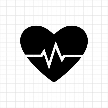 Vector icon of heart and electrocardiogram graphのイラスト素材