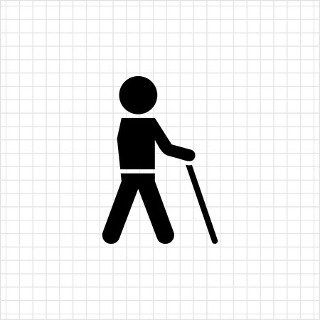 Icon of man silhouette walking with stickのイラスト素材