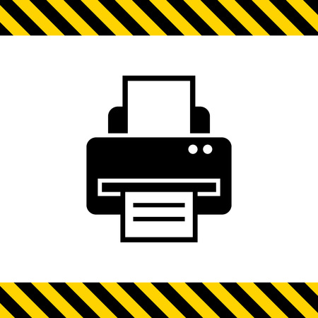 Vector icon of computer printer with paper sheet