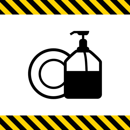 Icon of plate and pump detergent bottleのイラスト素材