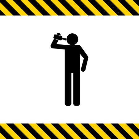 Vector icon of man silhouette holding bottle and drinkingのイラスト素材