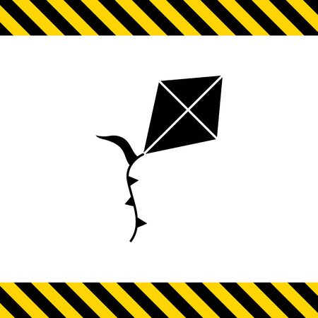 Vector icon of kite silhouette with string and pennantsのイラスト素材