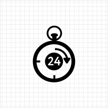 Vector icon of stopwatch with number twenty-four and arrow insideのイラスト素材