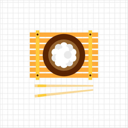 Vector icon of bowl of rice served with chopsticksのイラスト素材