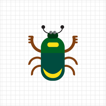 Multicolored vector icon of green beetle, top viewのイラスト素材