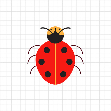Multicolored vector icon of cartoon ladybird, top viewのイラスト素材
