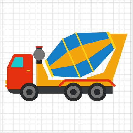 Multicolored vector icon of concrete mixer truckのイラスト素材