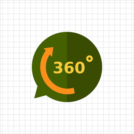 Vector icon of arrow with 360 degrees angle sign representing full rotation symbolのイラスト素材