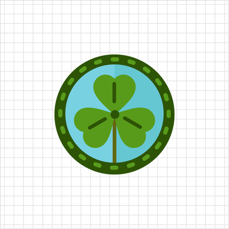 Vector icon of green shamrock leaf in circleのイラスト素材