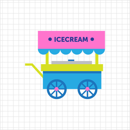 Multicolored vector icon of ice cream cartのイラスト素材