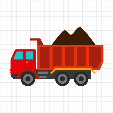 Multicolored vector icon of loaded dump truckのイラスト素材