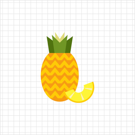 Vector icon of ripe pineapple with pineapple sliceのイラスト素材